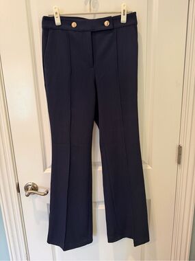 LOFT Navy Wide Leg Gold Button Pants Size 4